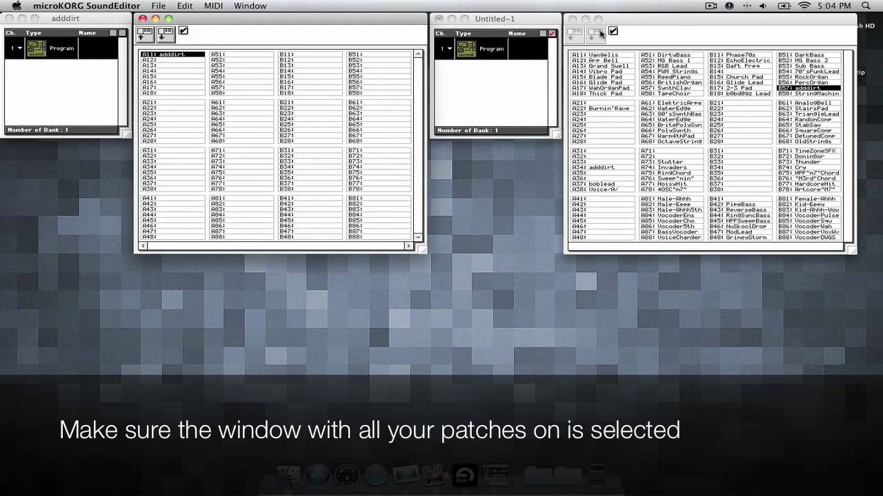 microkorg - how to import patches using soundeditor for mac os x syx